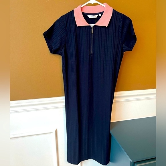 NUMPH Josepha Dress Evening Blue Athletic Tennis Size Small Ribbed Collared - Picture 3 of 7